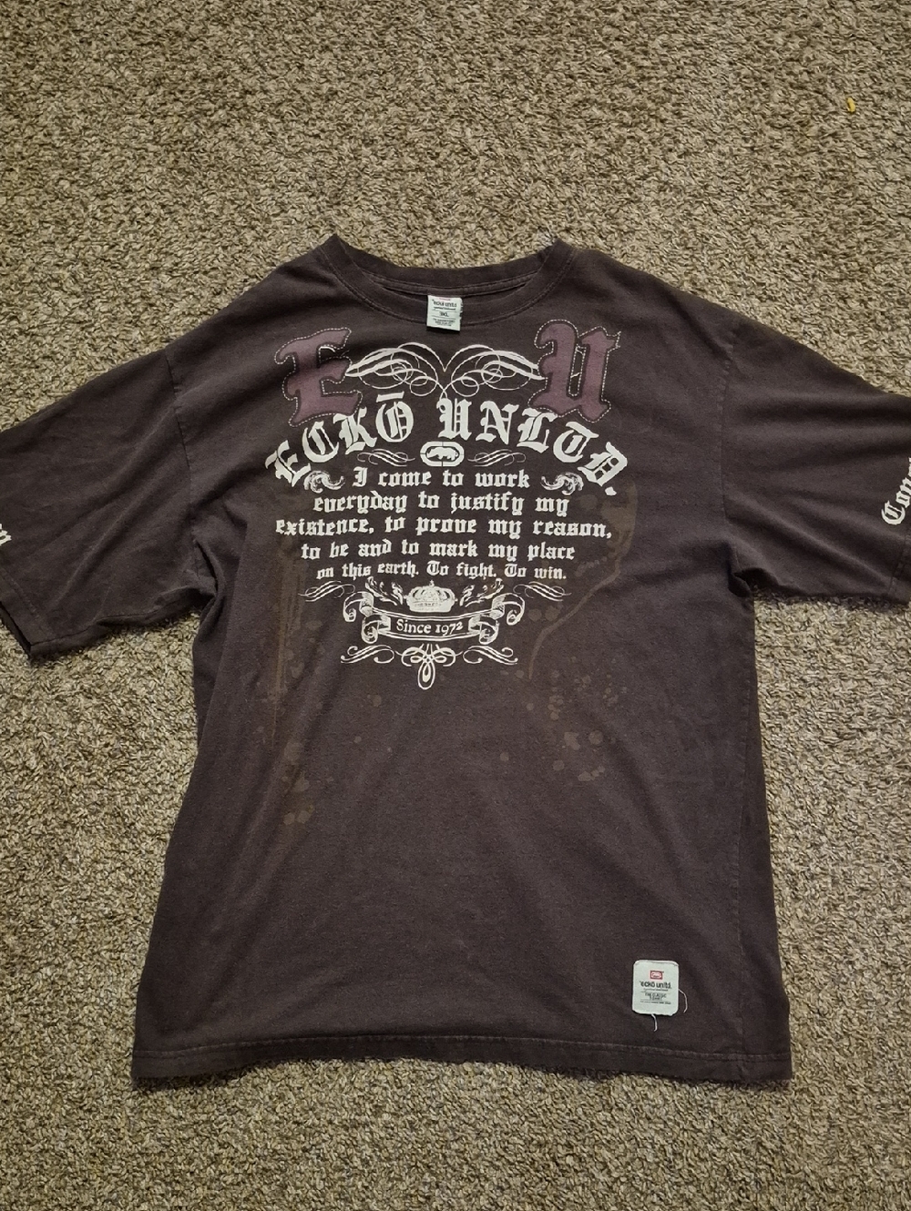 Y2k Ecko Unlimited Black Tee with White Crest Graphic